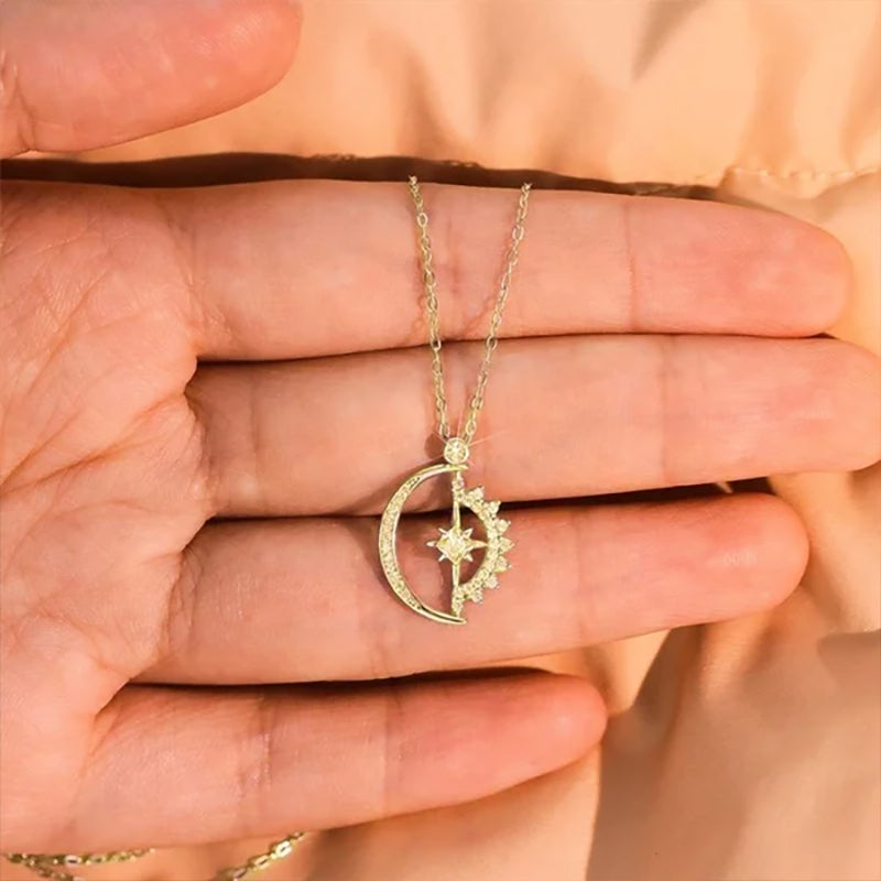 Celestial Moon Star Pendant Necklace