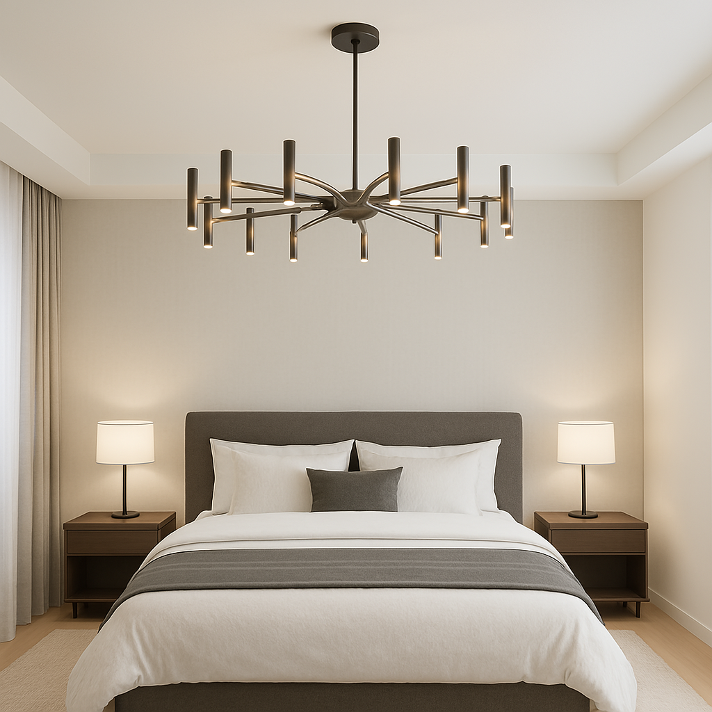 Modern 12 Light Sleek Chandelier - Fesara