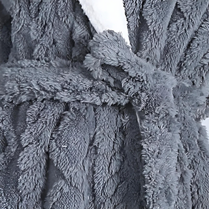 Cozy Fleece Hooded Robe for Women Home Lounge Wear