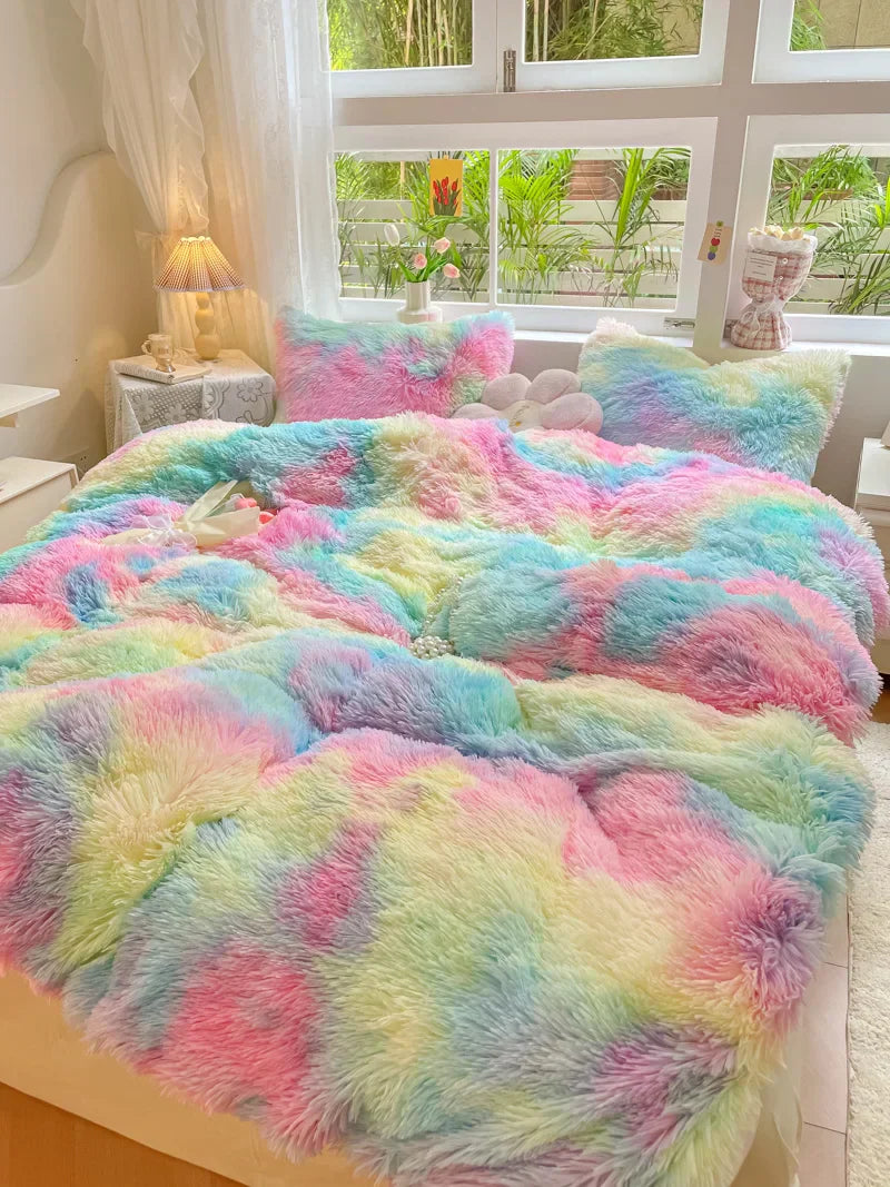 Pastel Color Plush Duvet Cover