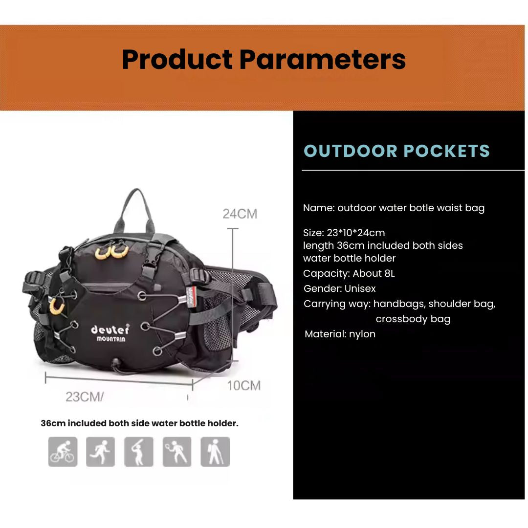 Waterproof Outdoor Waist Pack with Secure Zip Pockets