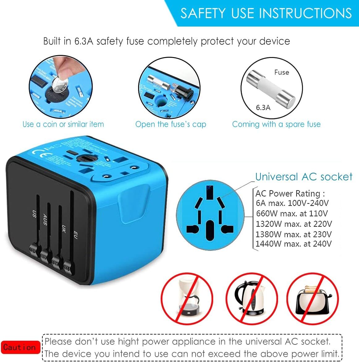 Compact Worldwide Travel Adapter Charger