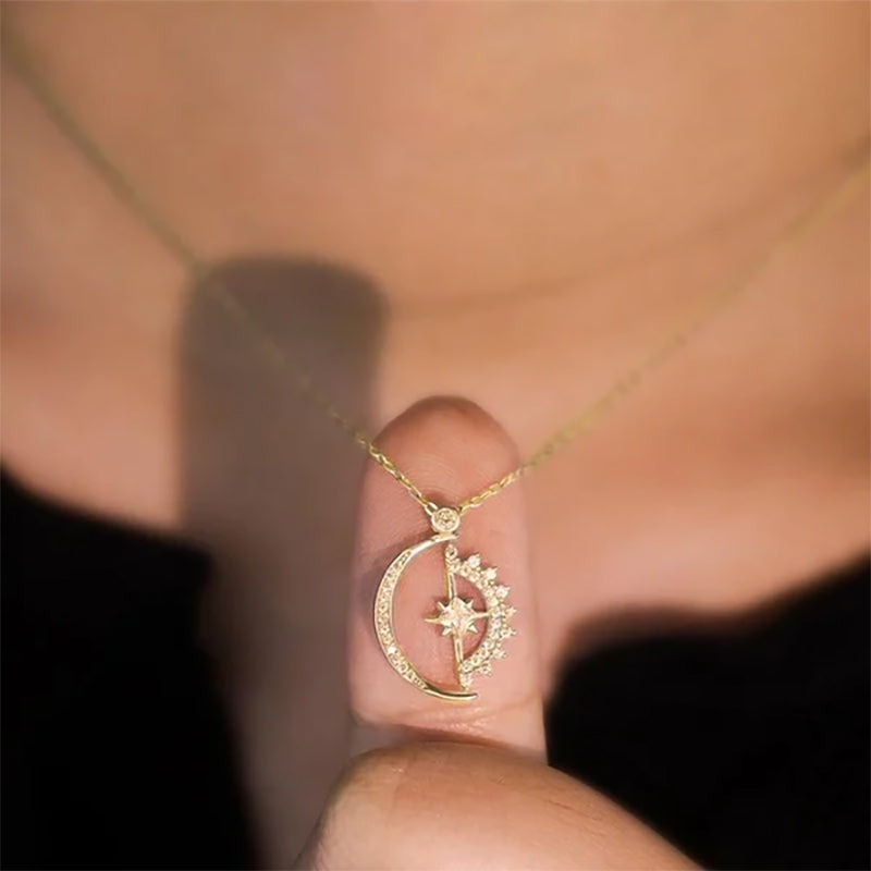 Celestial Moon Star Pendant Necklace