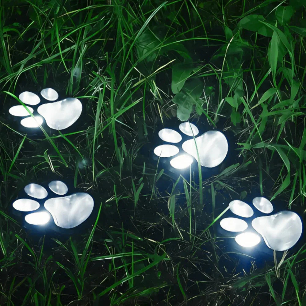 Outdoor Solar Powered Animal Paw Garden Lights