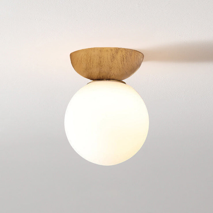 Rustic Wooden Pendant Globe Ceiling Lamp - Fesara