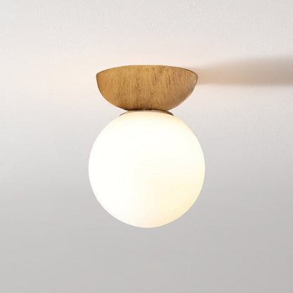 Rustic Wooden Pendant Globe Ceiling Lamp - Fesara