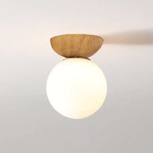 Rustic Wooden Pendant Globe Ceiling Lamp - Fesara