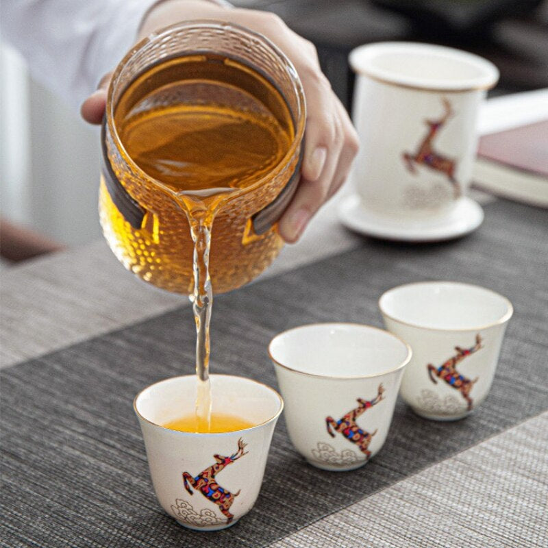 Rustic Woodland Deer Porcelain Tea Set