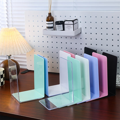Transparent Glass Book Ends Set of 2