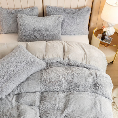 Cozy Fesara Plush Duvet Cover Set with Zipper
