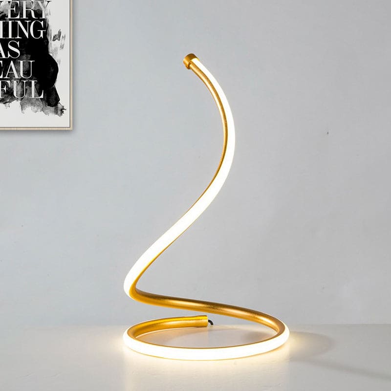 Premium Spiral Glass Table Lamp in Gold - Fesara