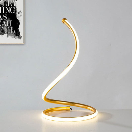 Premium Spiral Glass Table Lamp in Gold - Fesara