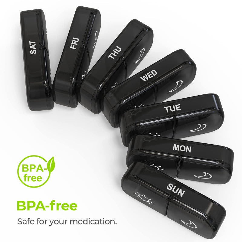 Daily Pill Box - Portable, Extra Large, BPA Free Organizer