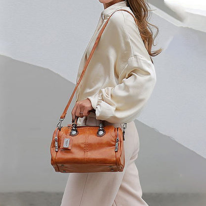 Luxury Wax Leather Boston Tote Bag