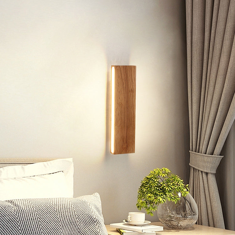 Rustic Wooden Slim LED Wall Lamp - Fesara