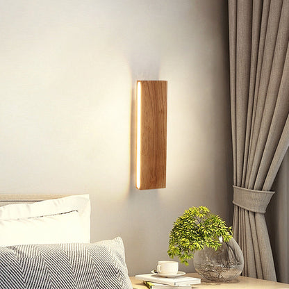 Rustic Wooden Slim LED Wall Lamp - Fesara