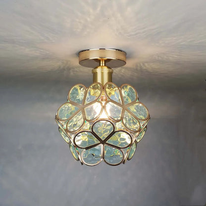 Elegant Glass Ceiling Lamp with Flower Design - Fesara