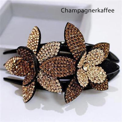 Sparkly Floral Double Hair Barrette