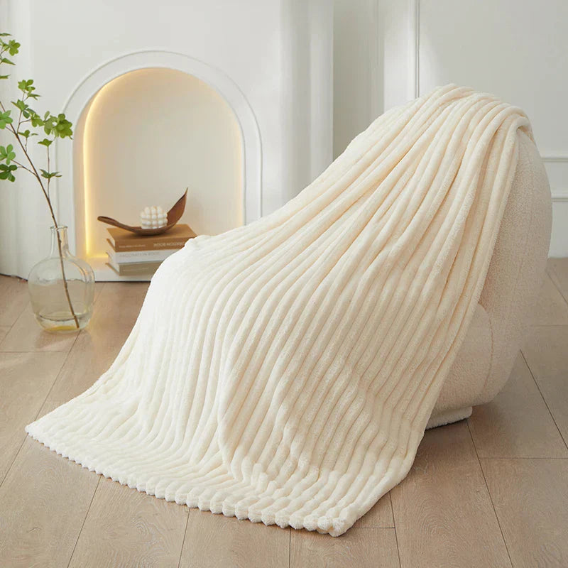Soft Plush Striped Throw Blanket
