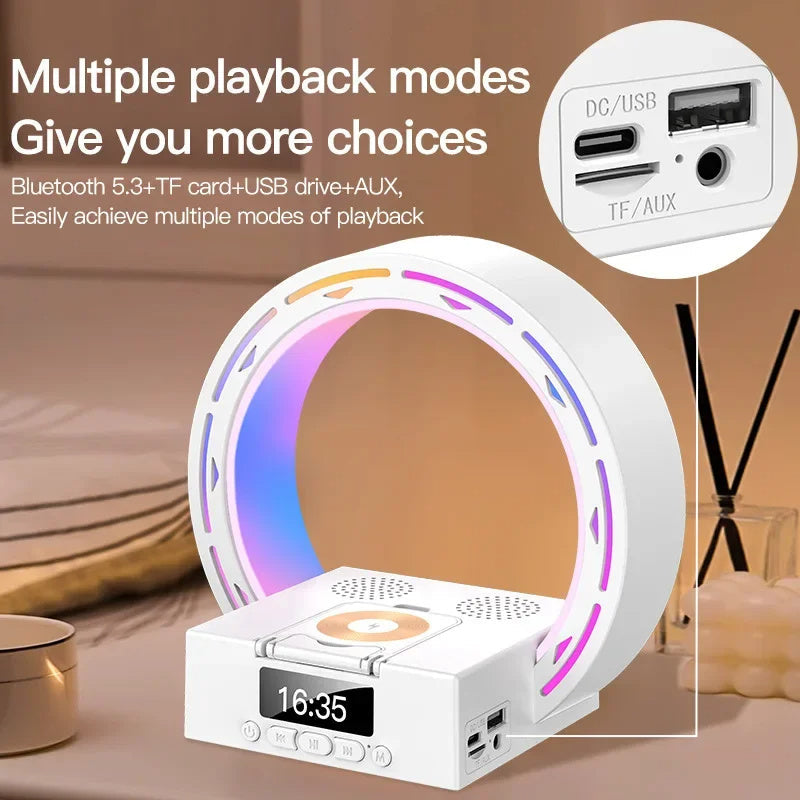 Wireless Speaker Lamp with Charger and Clock