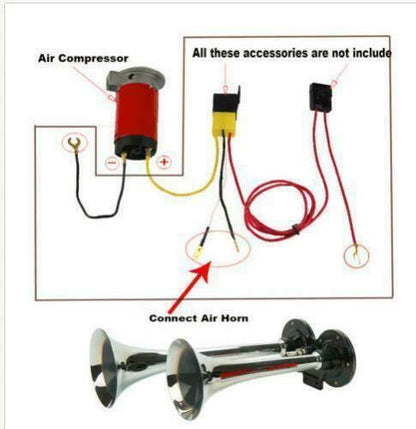 Loud 150DB Car Train Horn Kit with Air Compressor