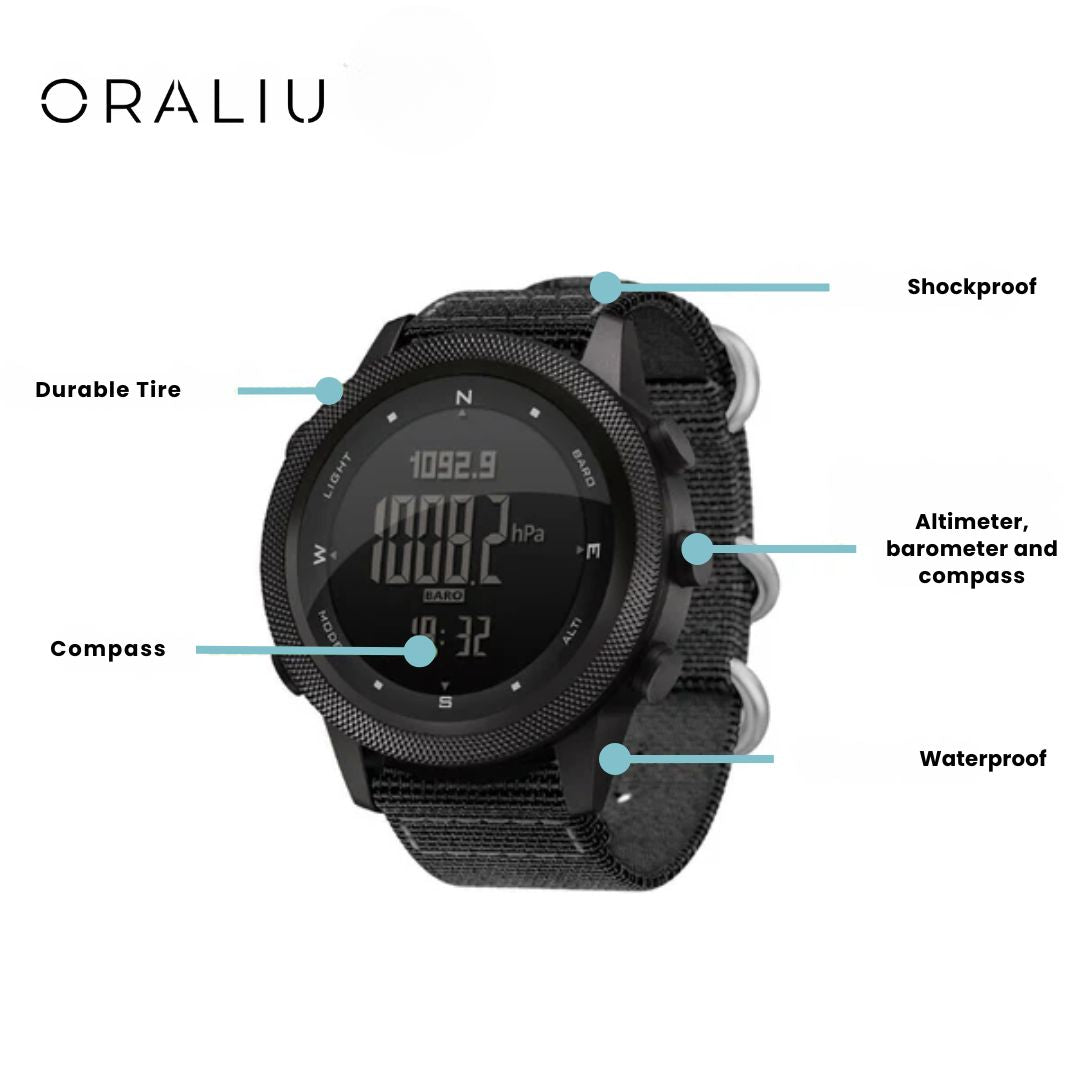Waterproof Hiking Watch with Barometer and Compass