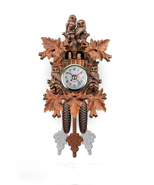 Rustic Wood Pendulum Wall Clock - Fesara