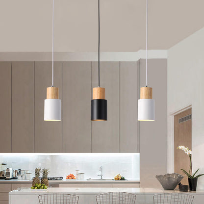 Rustic Wooden Round LED Pendant Light