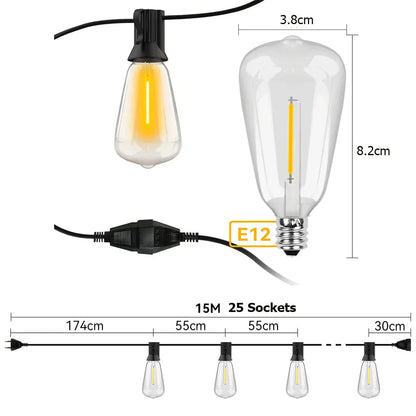 Waterproof Patio LED Fairy String Lights