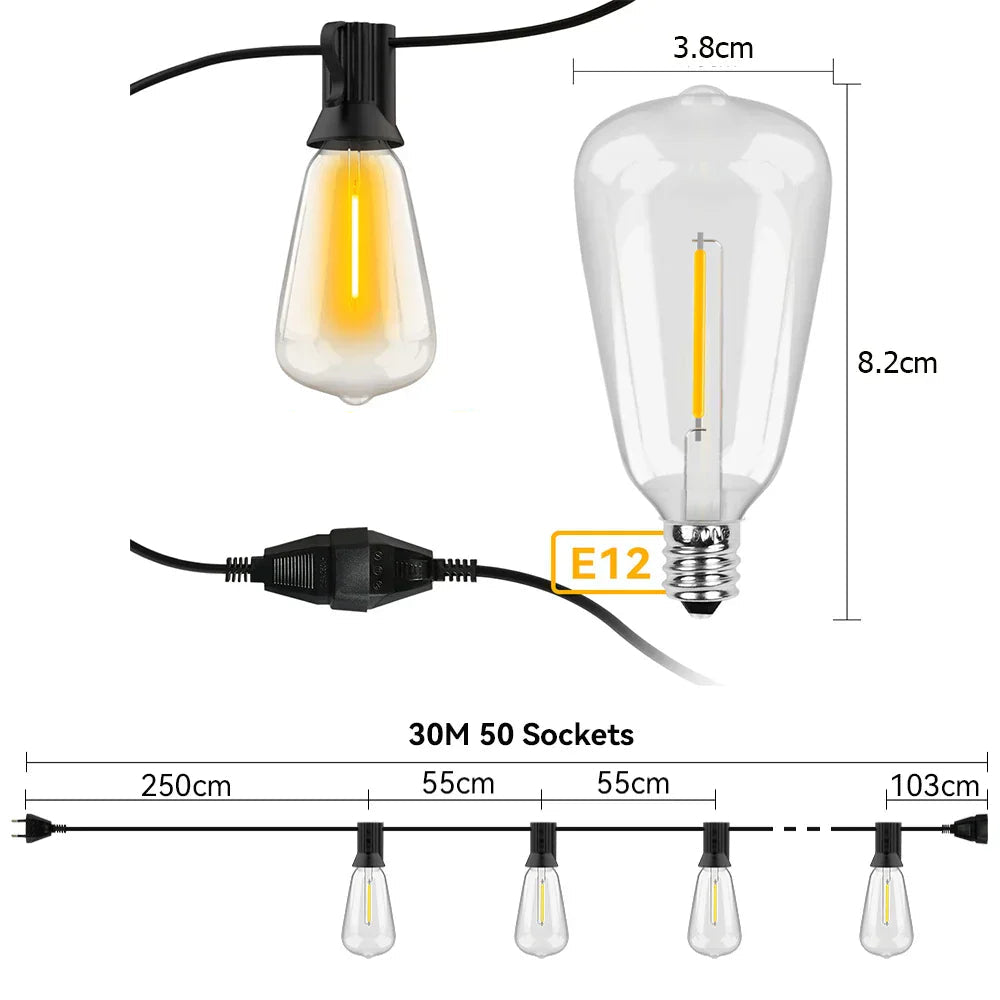 Waterproof Patio LED Fairy String Lights