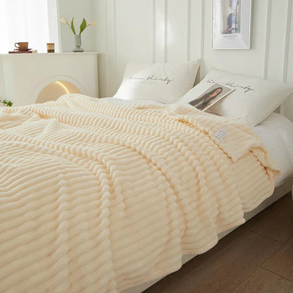 Soft Plush Striped Throw Blanket