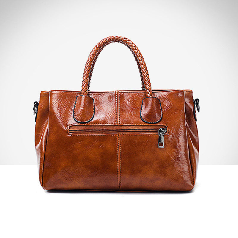 Luxury Wax Leather Boston Tote Bag