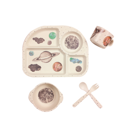 Cute Cloud Baby Dinner Set - Plate, Bowl, Cup & Utensils