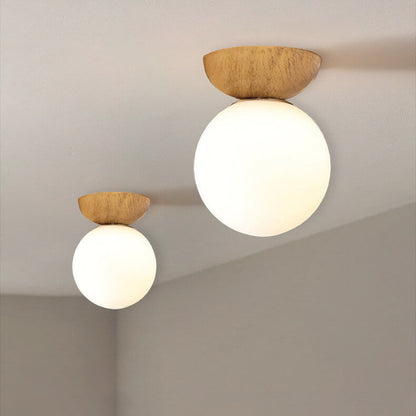Rustic Wooden Pendant Globe Ceiling Lamp