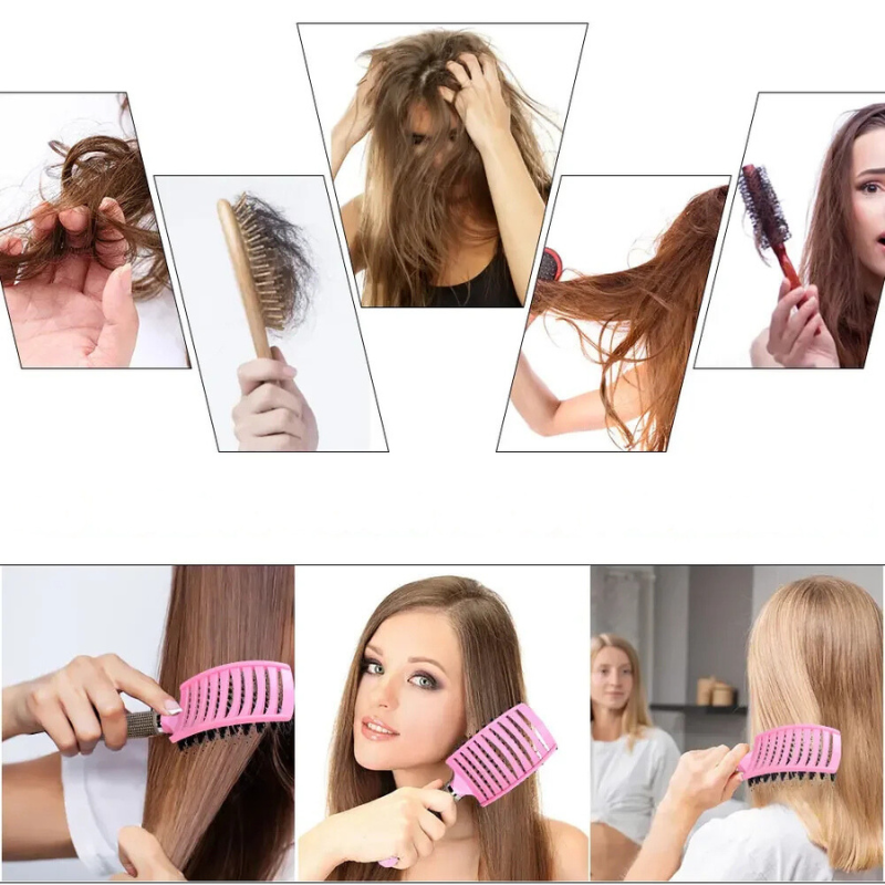 Gentle Detangle Hair Comb - Soft Bristle Brush