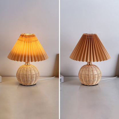 Natural Woven Shade Modern LED Desk Lamp