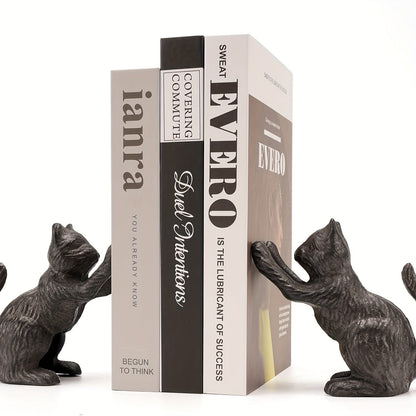 Classic Cat - Traditional Metal Book Ends for Home Decor