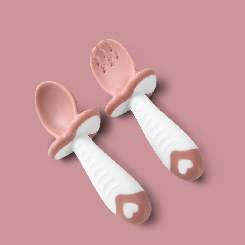 Soft Baby Utensil Set - Silicone Spoon and Fork