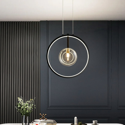 Simple Round Glass Pendant Lamp Black - Fesara