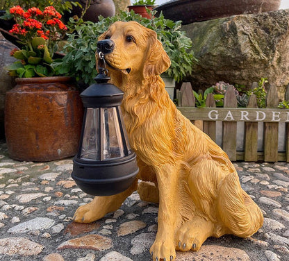 Outdoor Solar Dog Decor with LED Lights