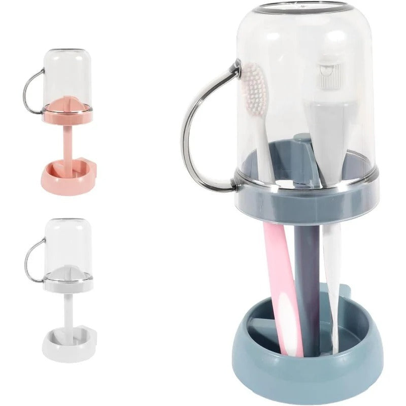 Bathroom Toothbrush Holder with Lid & Rinse Cup - Fesara