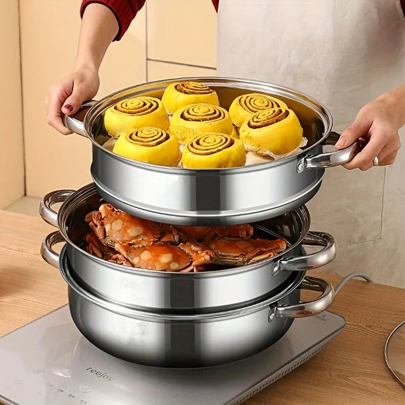 Easy Clean 3-Tier Food Steamer with Glass Lid