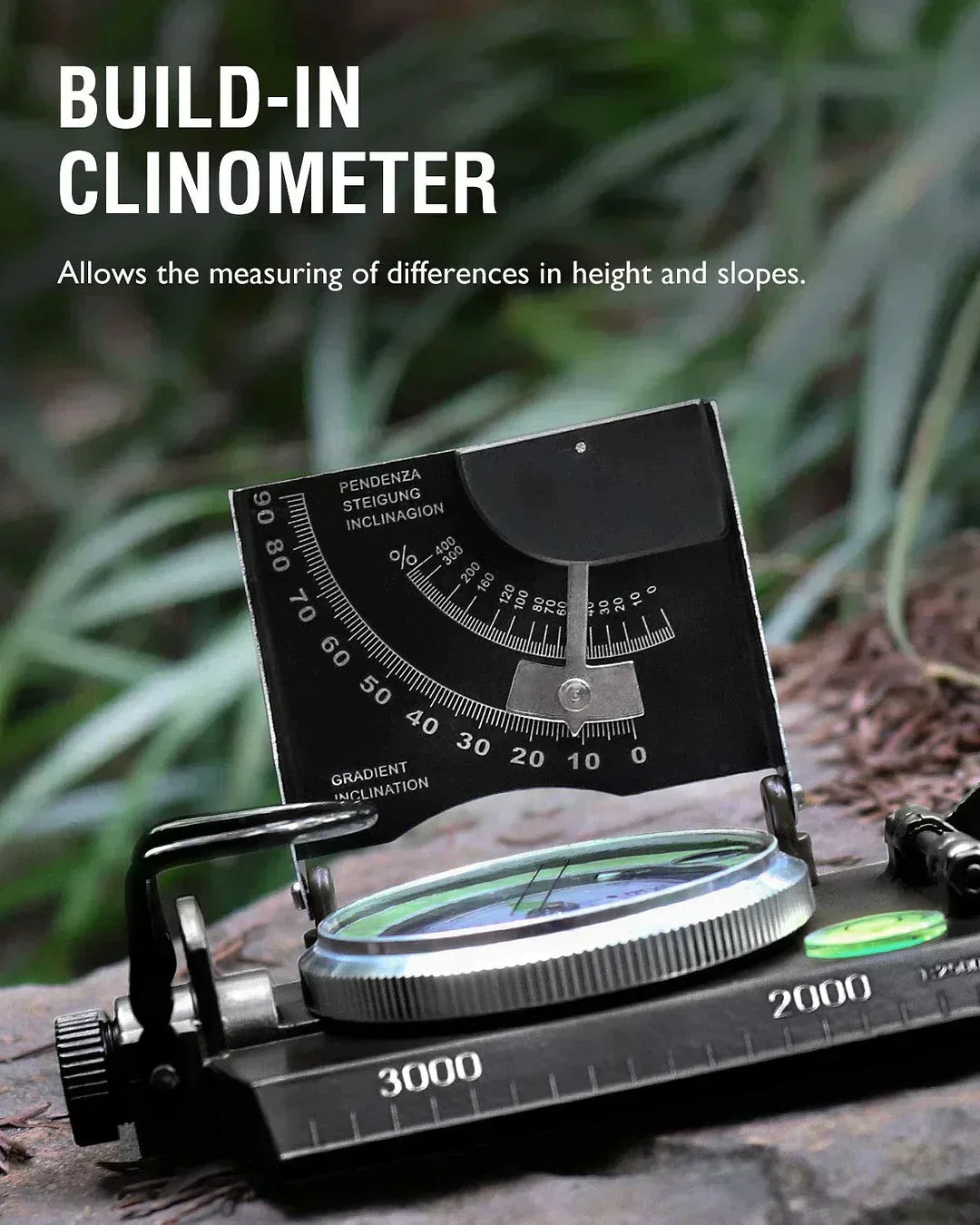 Tactical Navigation Compass with Inclinometer for Outdoor Use