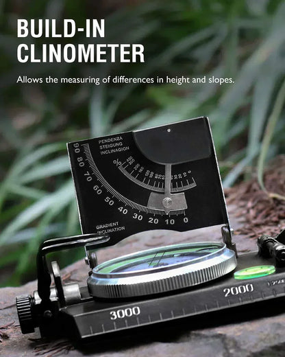 Tactical Navigation Compass with Inclinometer for Outdoor Use