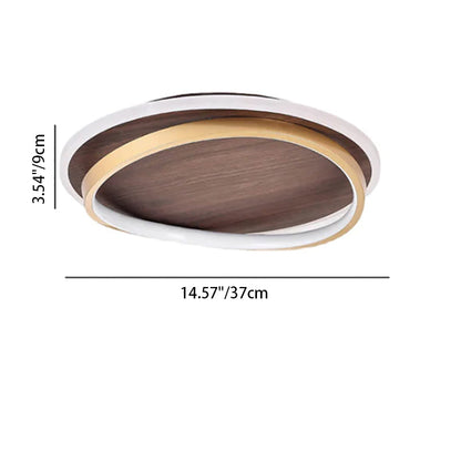 Round Modern Wood Tone LED Ceiling Light Fixture