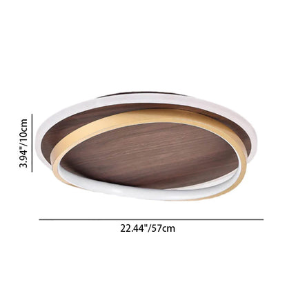 Round Modern Wood Tone LED Ceiling Light Fixture