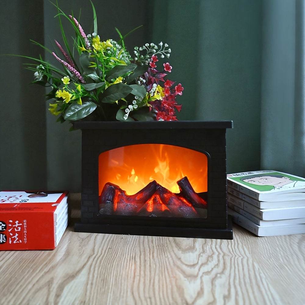Warm Rectangle Flame Effect Table Lamp