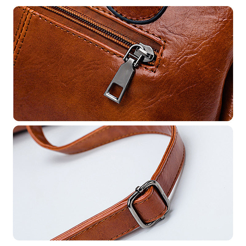 Luxury Wax Leather Boston Tote Bag