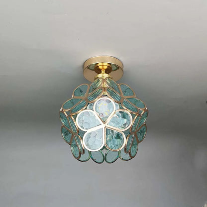 Elegant Glass Ceiling Lamp with Flower Design