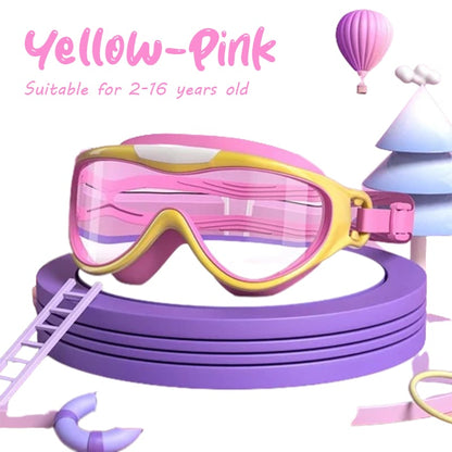 Kids Large Frame Clear Swim Goggles Waterproof Anti Fog